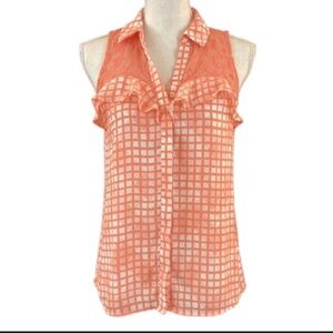 5 for $30 CANDIES Ruffle and Lace Sleeveless Peach Top